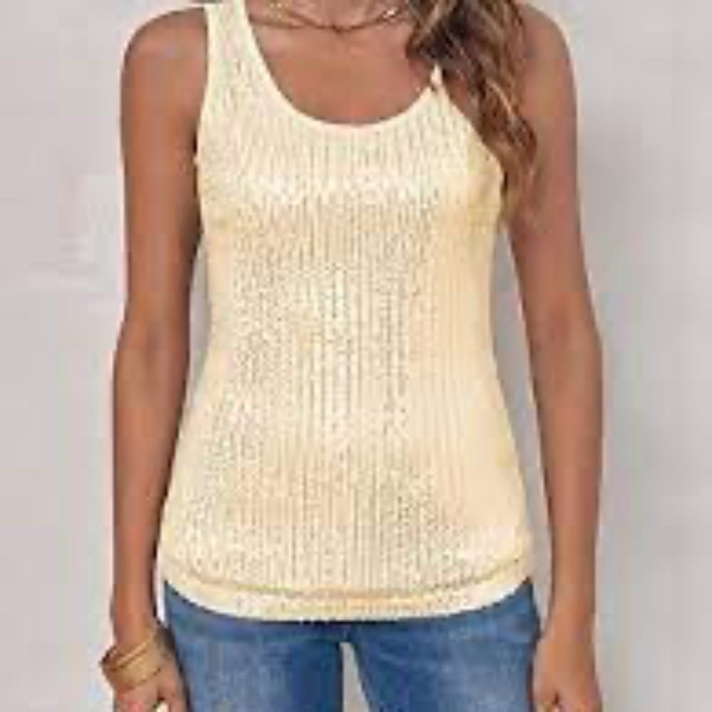 NWOT Imily Bela Sequin Top lined GOLD - small